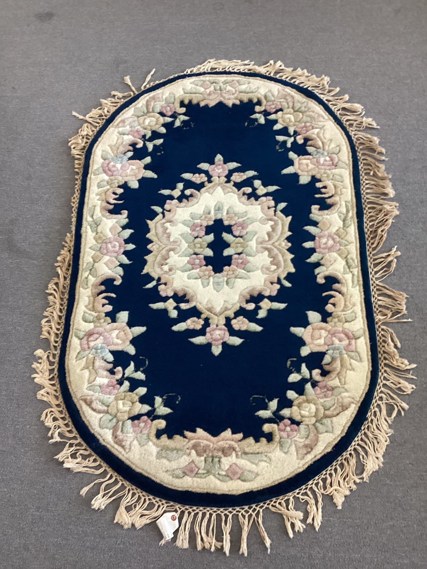 2x3 Blue French Aubusson Round Rug