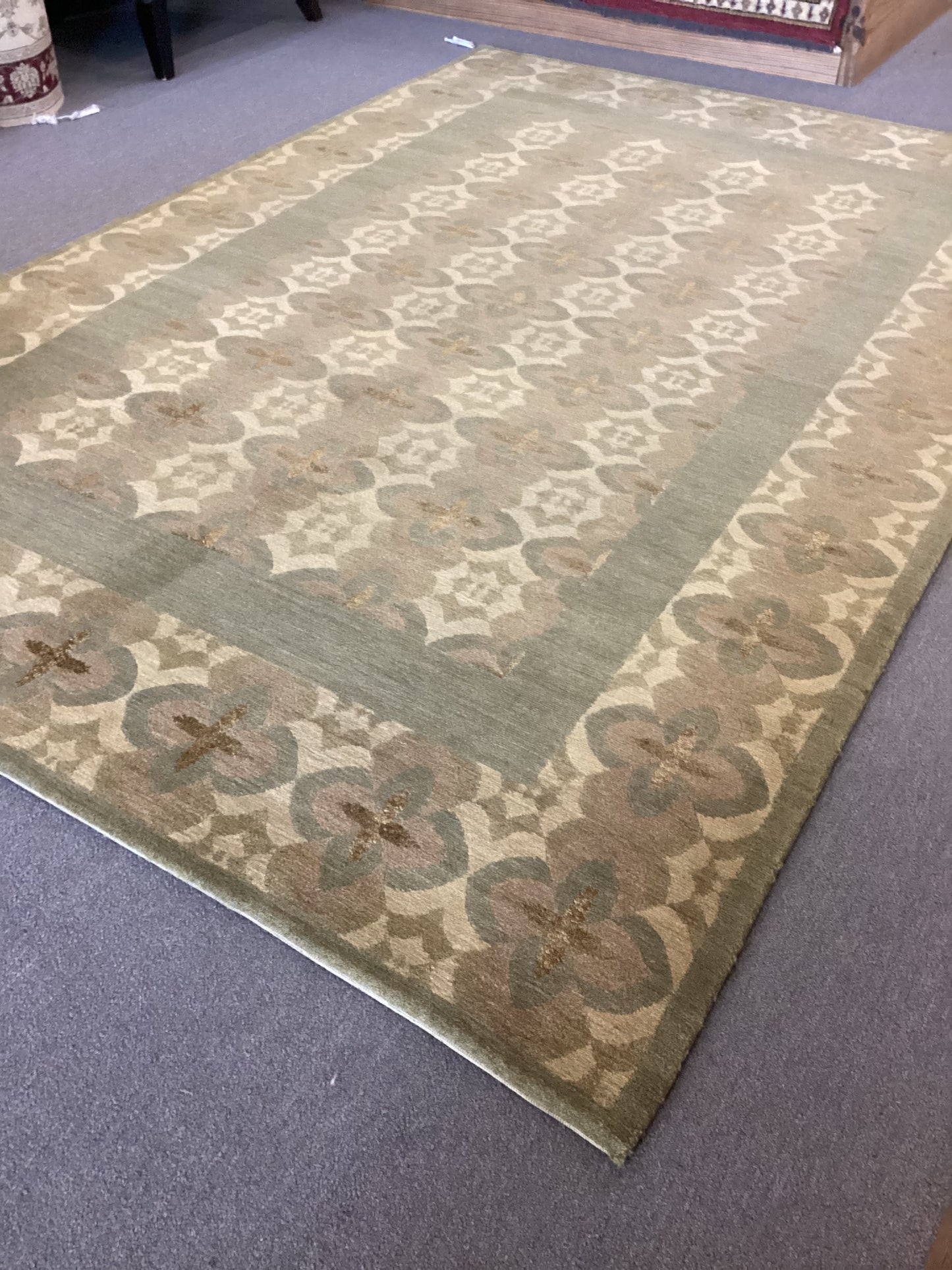 5’6 X 8’7 Green Indo Tibet Rug