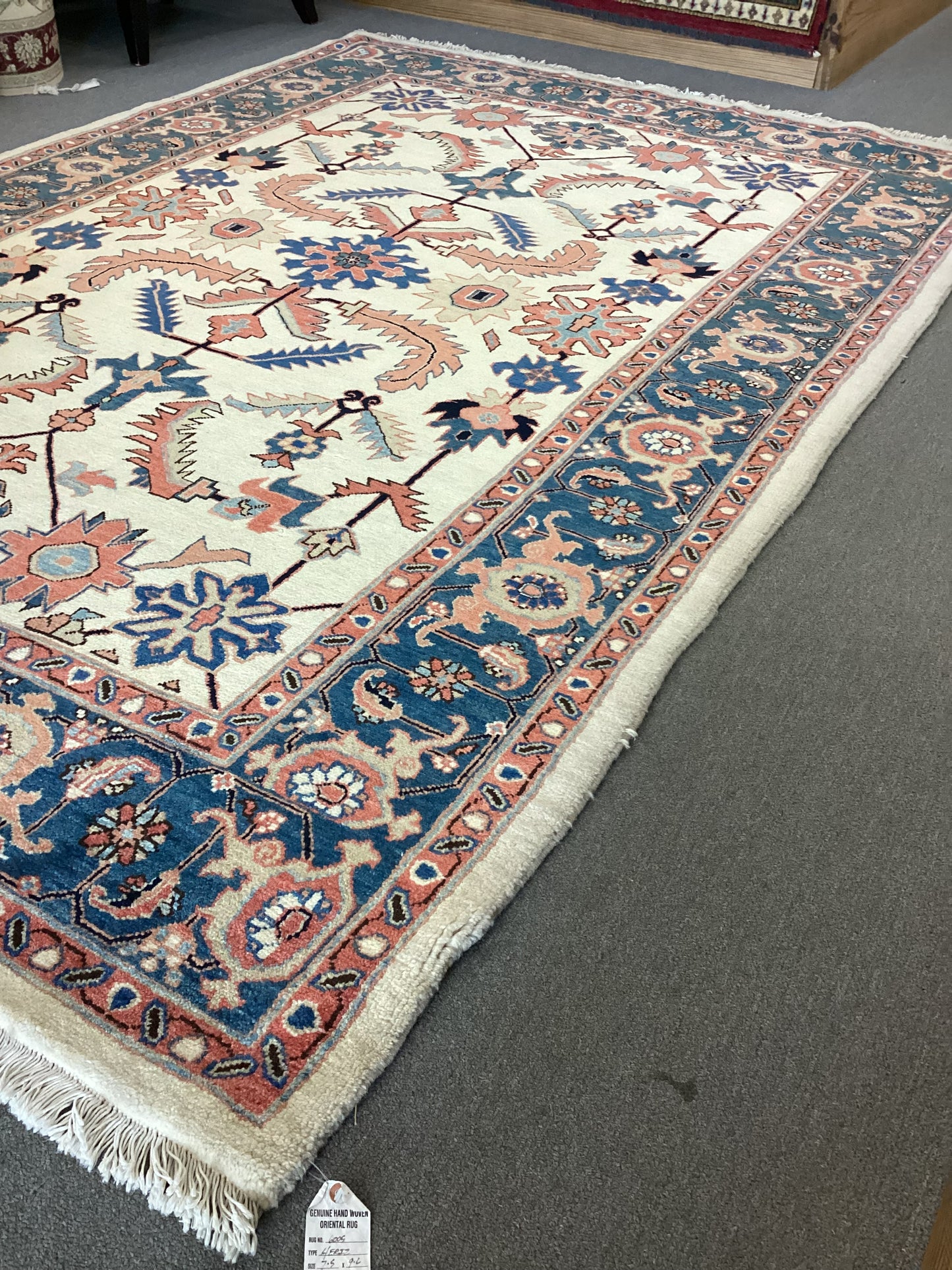 7’5 X 9’6 Blue Turkish Oushack Rug