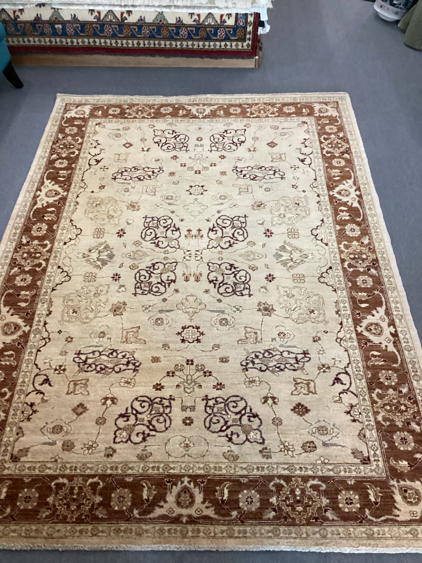 6’2 X 8’6 Brown Turkish Oushack Rug