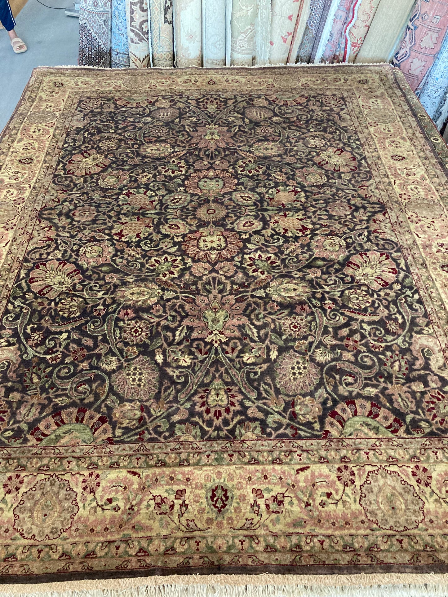 8x10 Dark Green Floral Tabriz