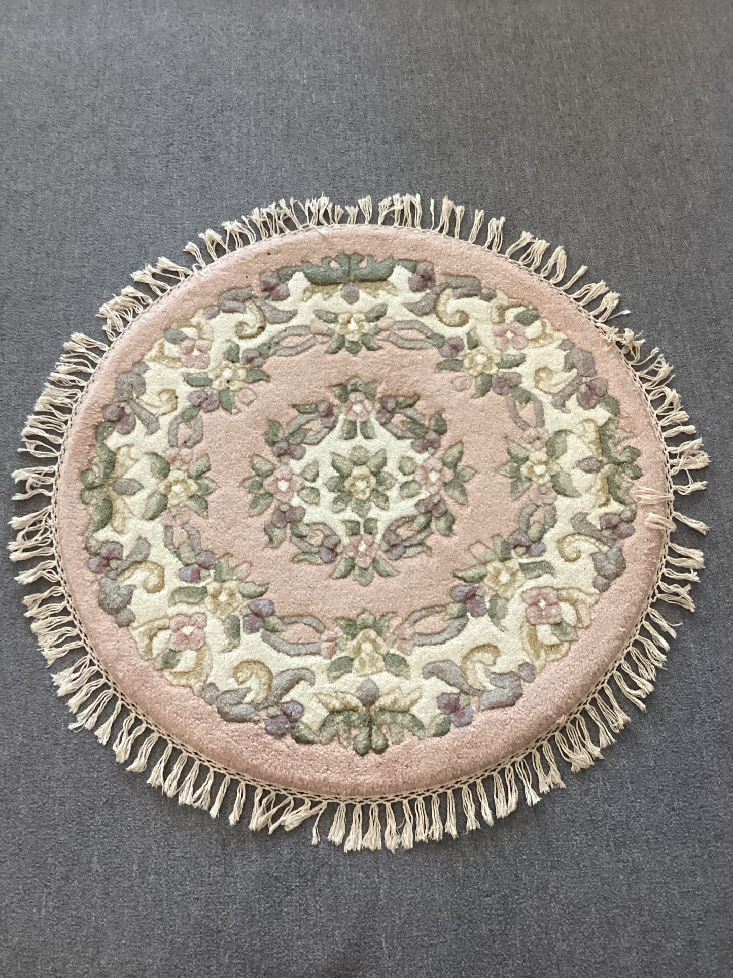 2x3 Pink French Aubusson Round Rug