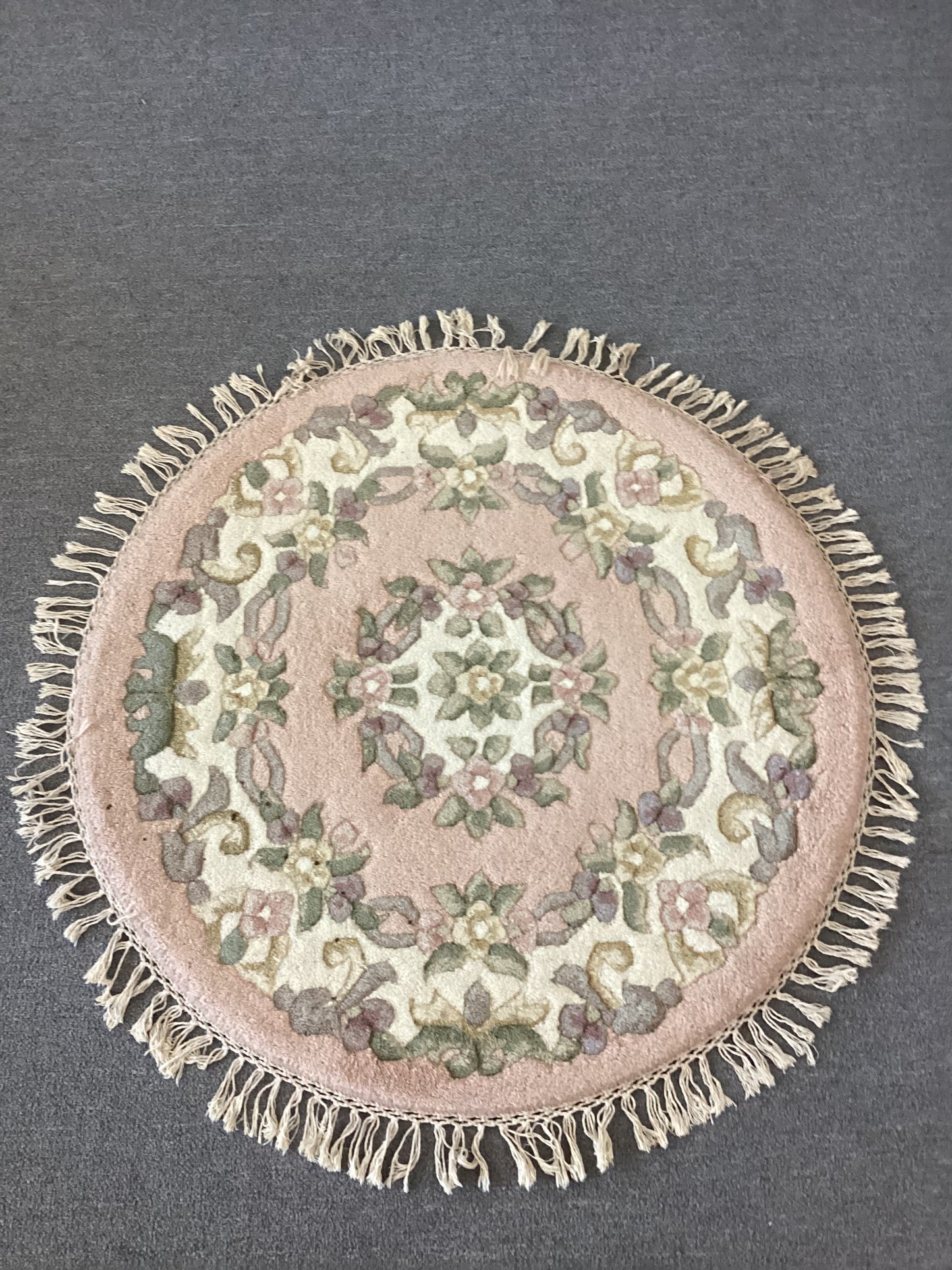 2x3 Pink French Aubusson Round Rug
