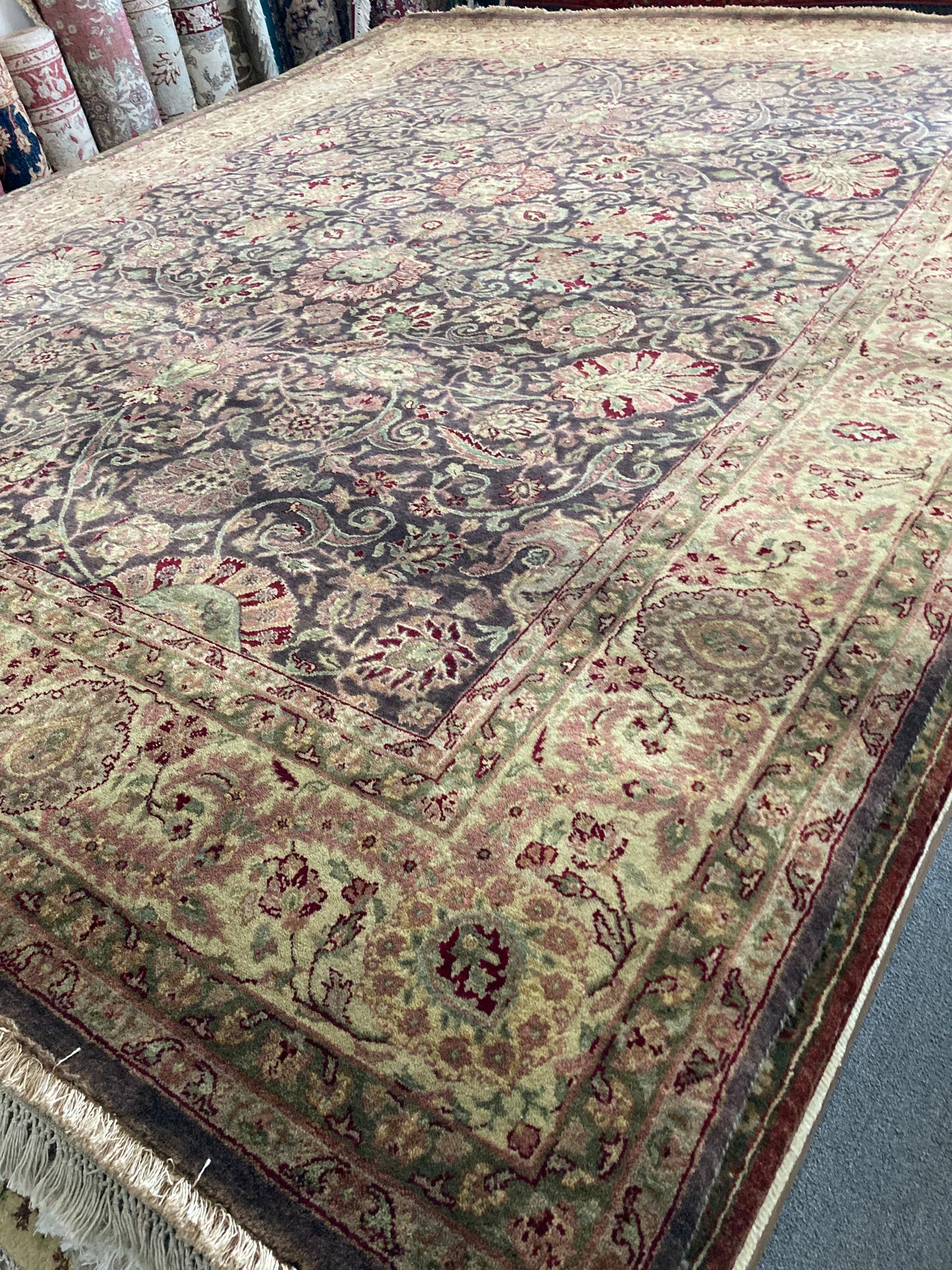 8x10 Dark Green Floral Tabriz