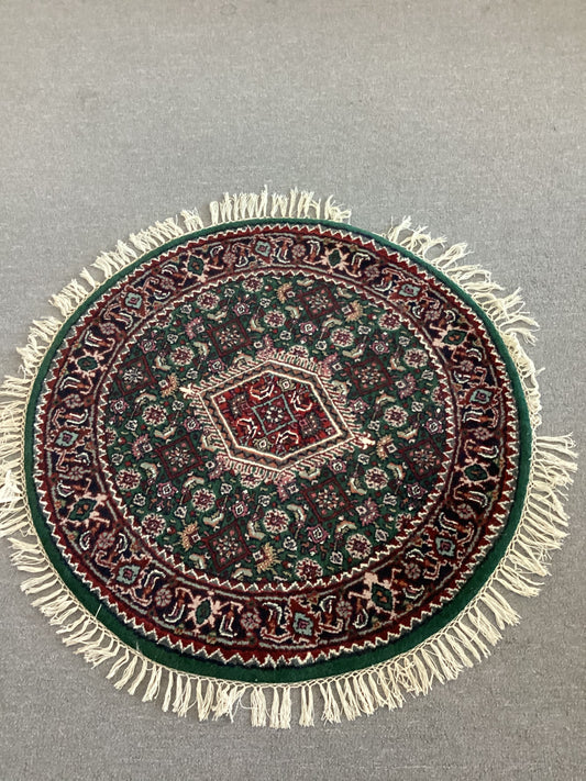 2x3 Green Indo Persian Bihar Round Rug