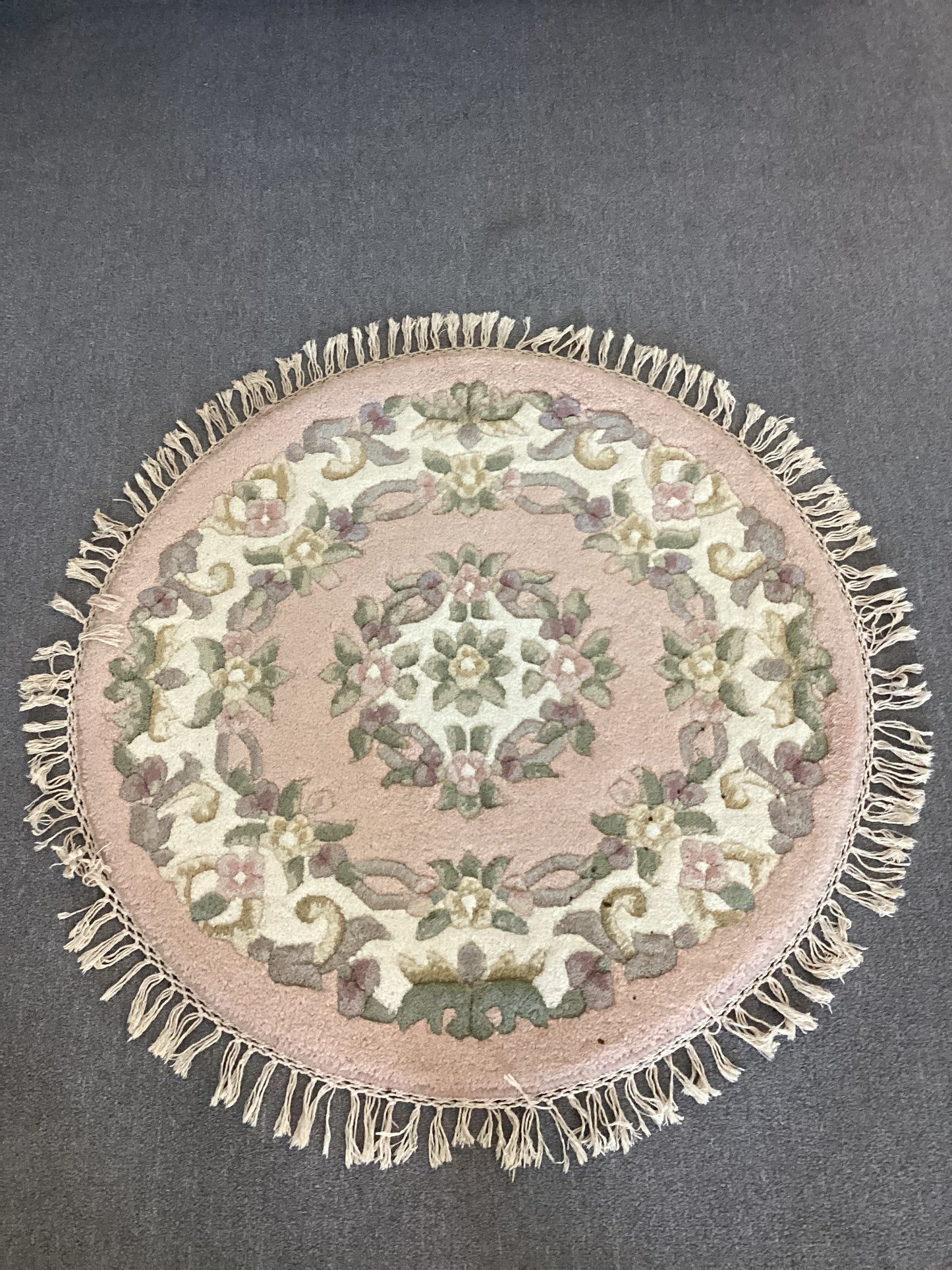 2x3 Pink French Aubusson Round Rug