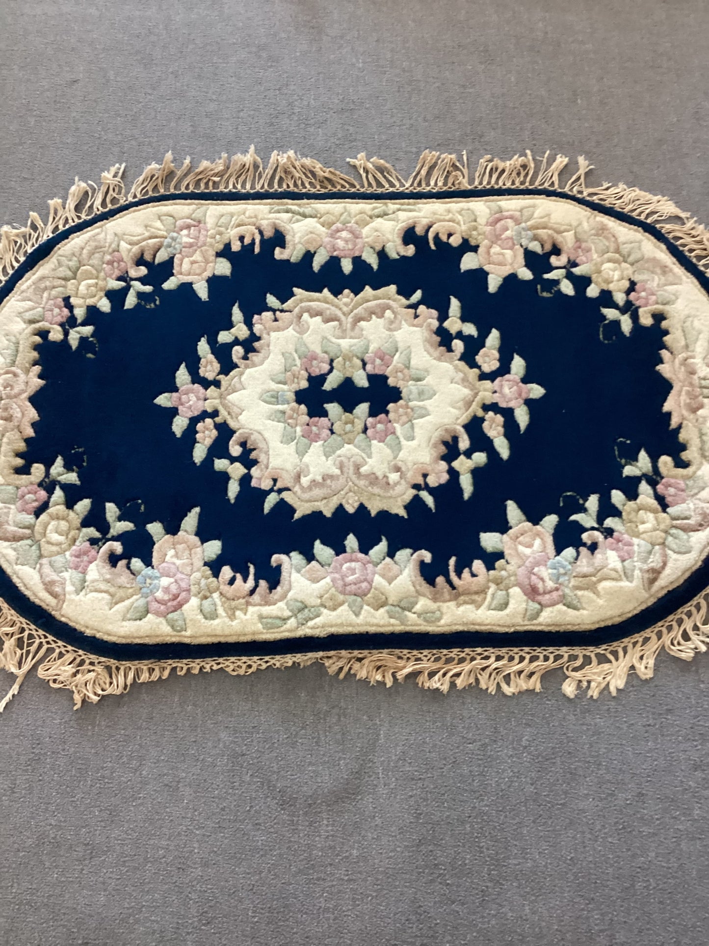 2x3 Blue French Aubusson Round Rug