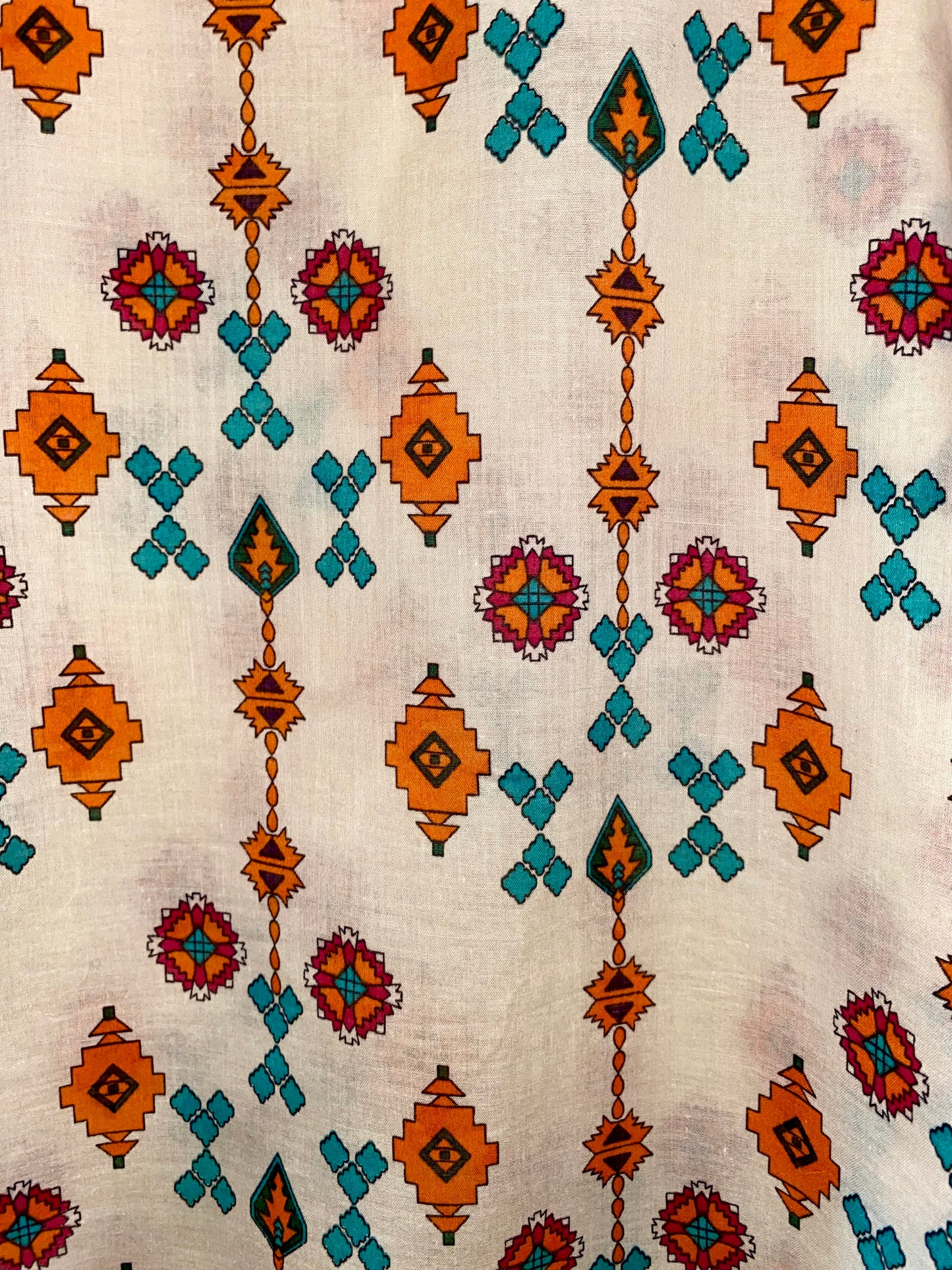 White Colorful Summer Blouse