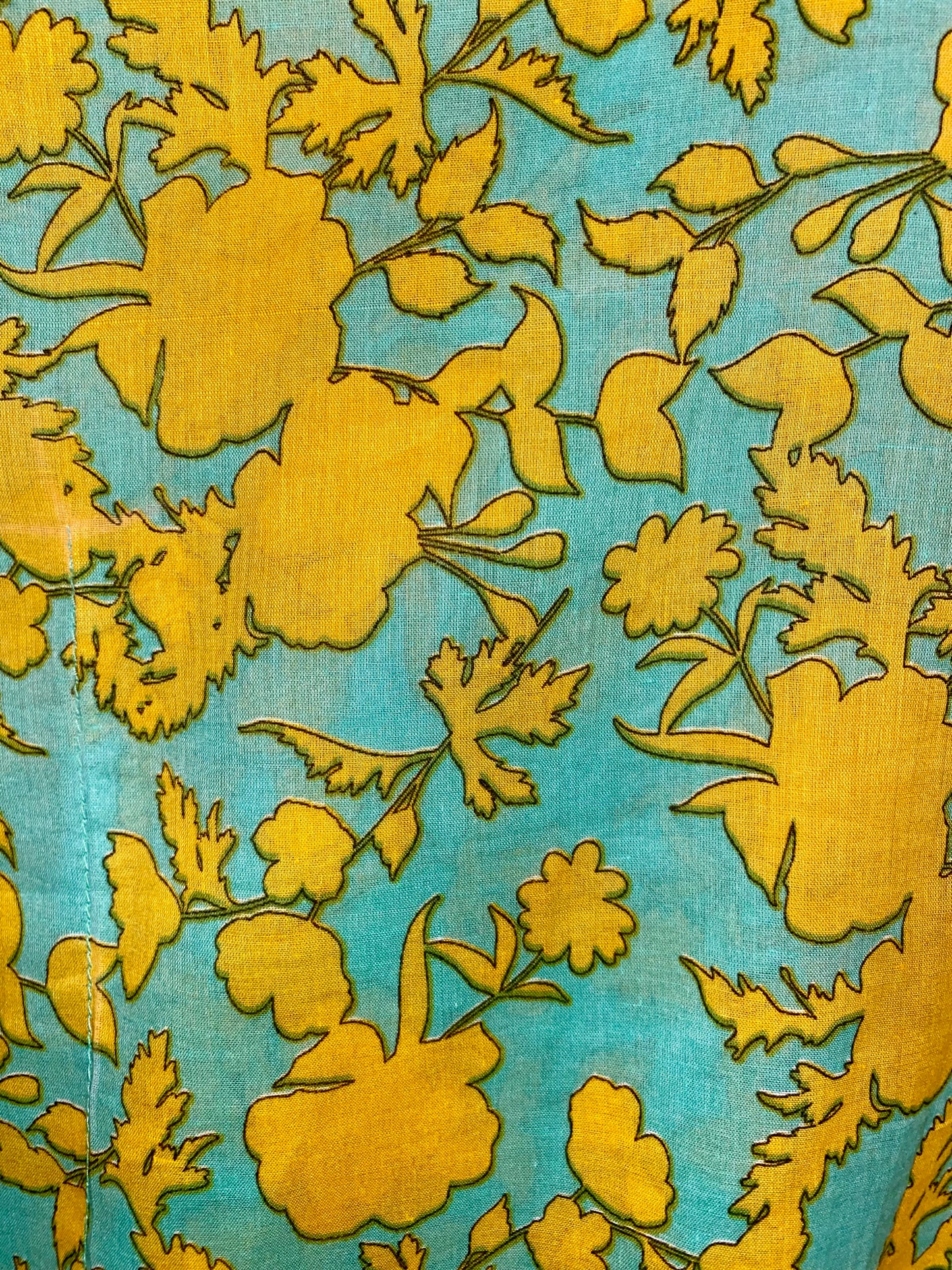 Turquoise Poncho with Yellow Florals