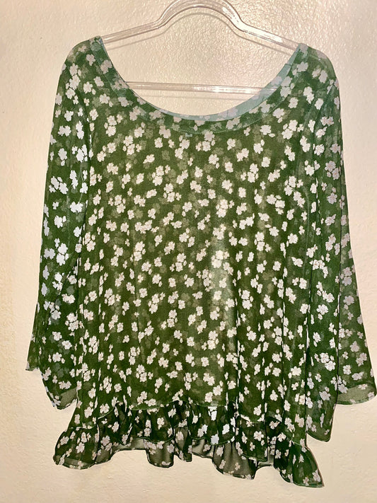 Green Floral Blouse