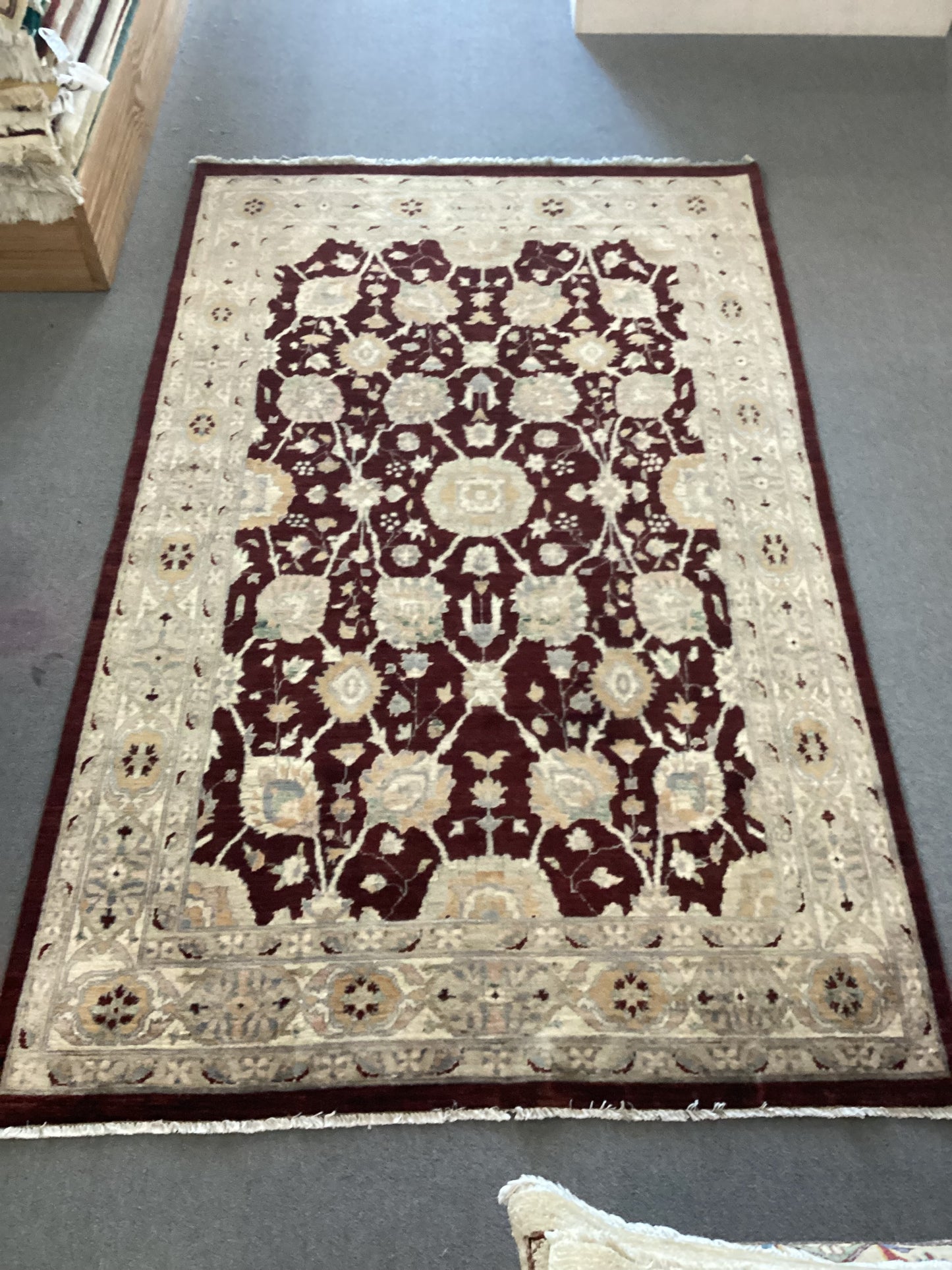 5’4 X 8’4 Burgandy Turkish Oushack Rug
