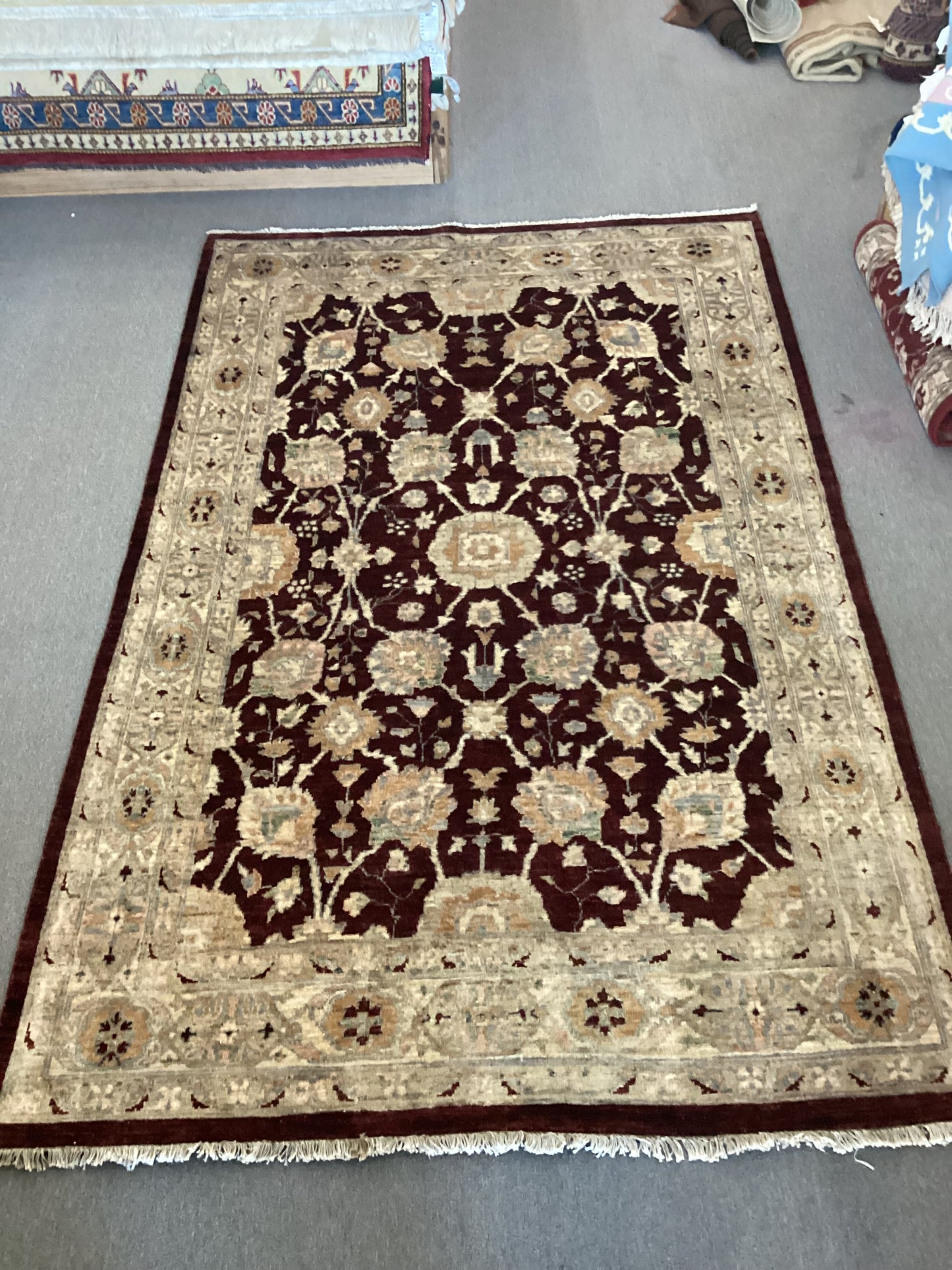 5’4 X 8’4 Burgandy Turkish Oushack Rug