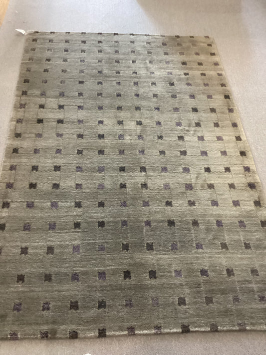 5’9 X 8’7 Dark Green Indo Tibet Rug