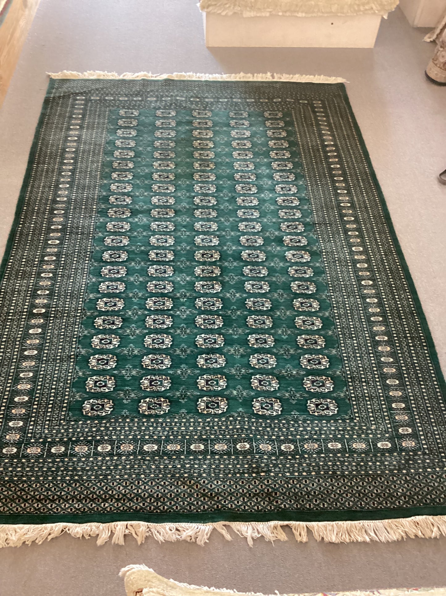 6’3 X 9’1 Green Bokahara Geometric Rug