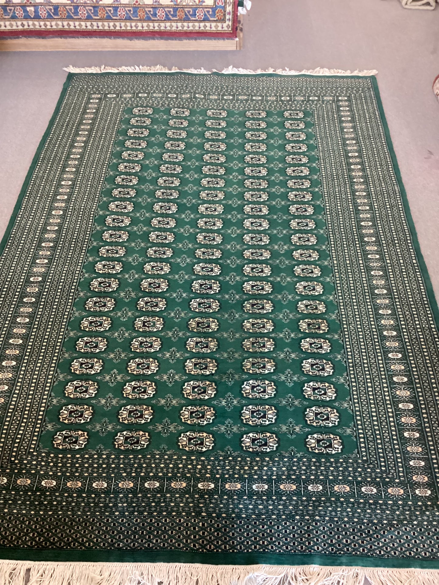 6’3 X 9’1 Green Bokahara Geometric Rug