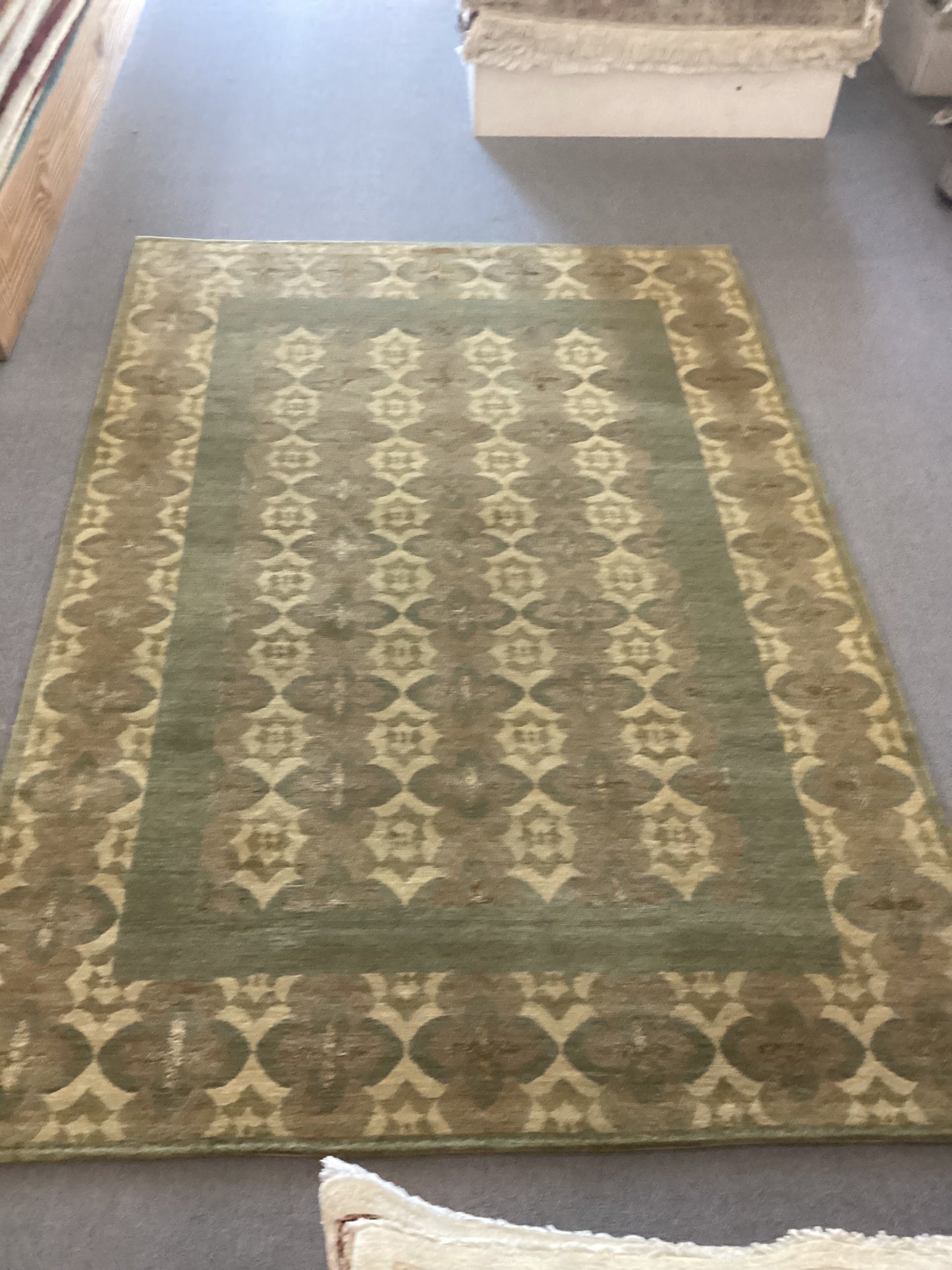 5’6 X 8’7  Green Indo Tibet Rug