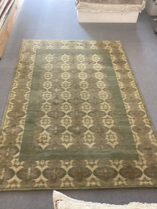 5’6 X 8’7  Green Indo Tibet Rug