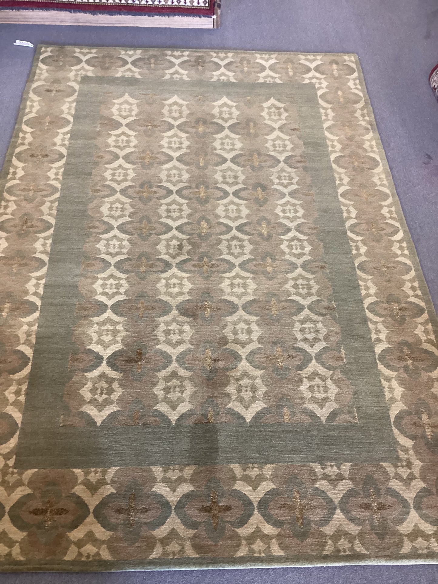 5’6 X 8’7  Green Indo Tibet Rug