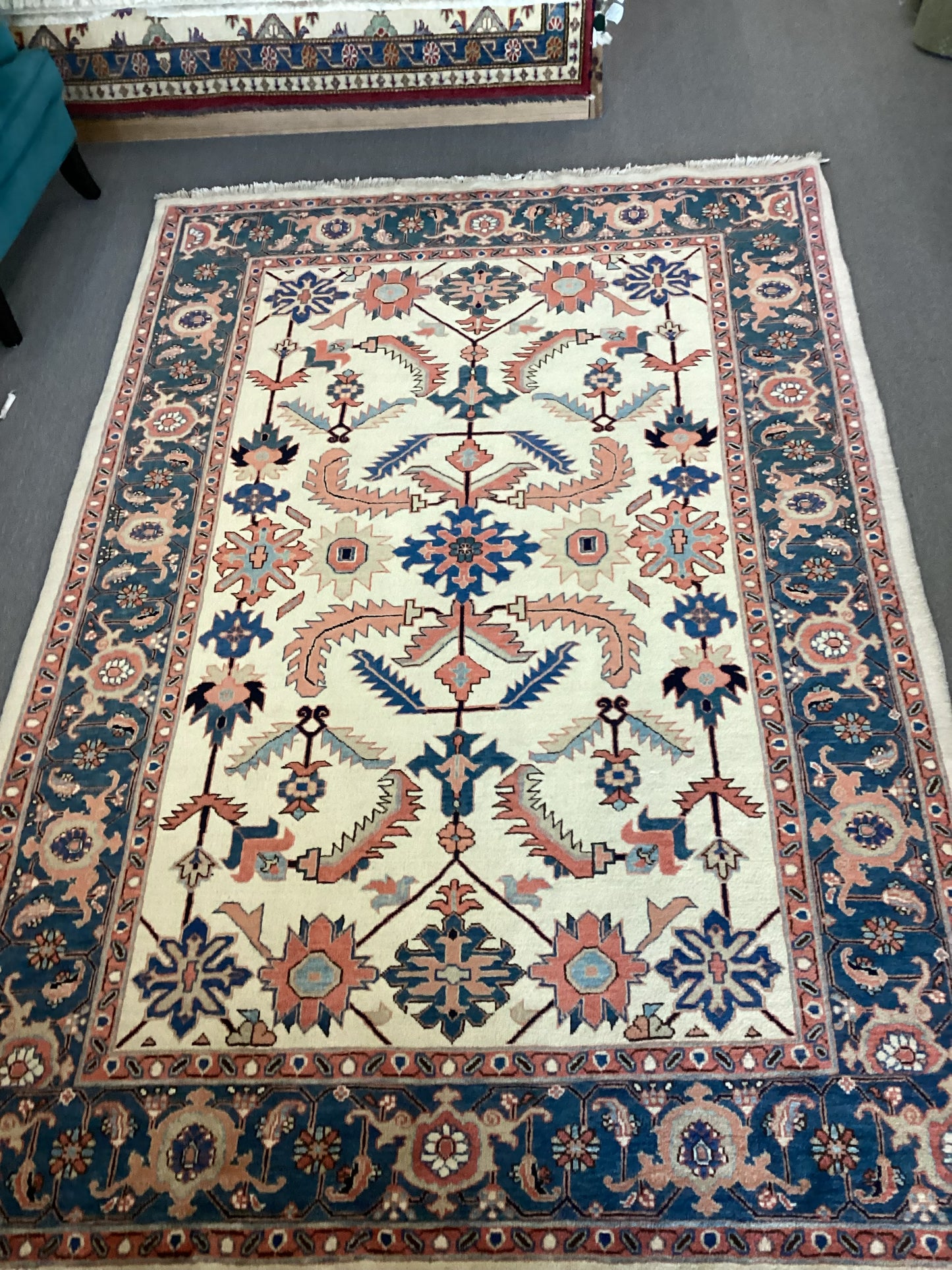7’5 X 9’6 Blue Turkish Oushack Rug