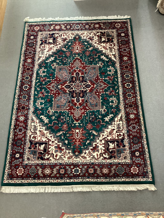 6’1 X 8’10 Green Indo Persian Heriz Rug
