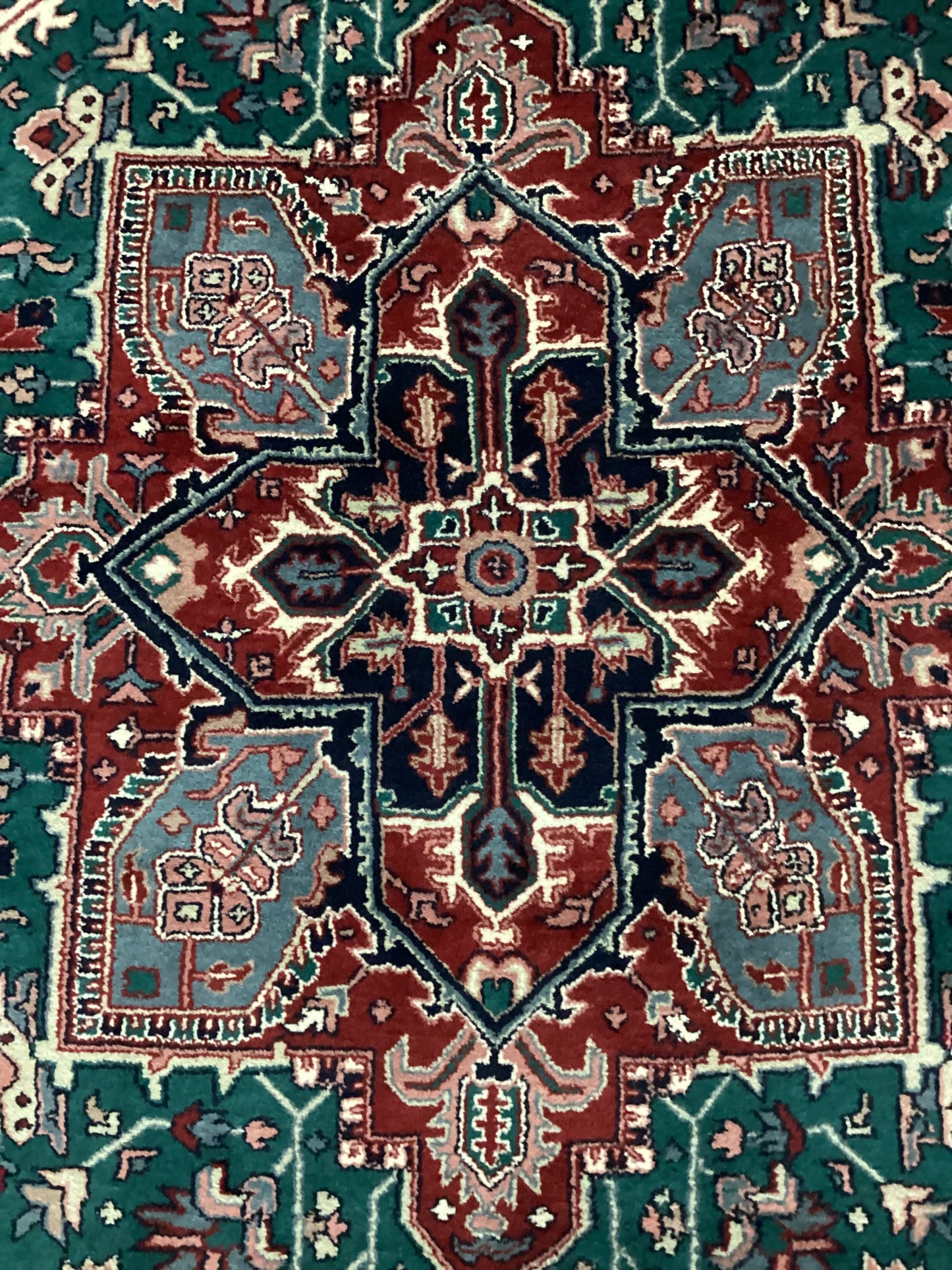 6’1 X 8’10 Green Indo Persian Heriz Rug