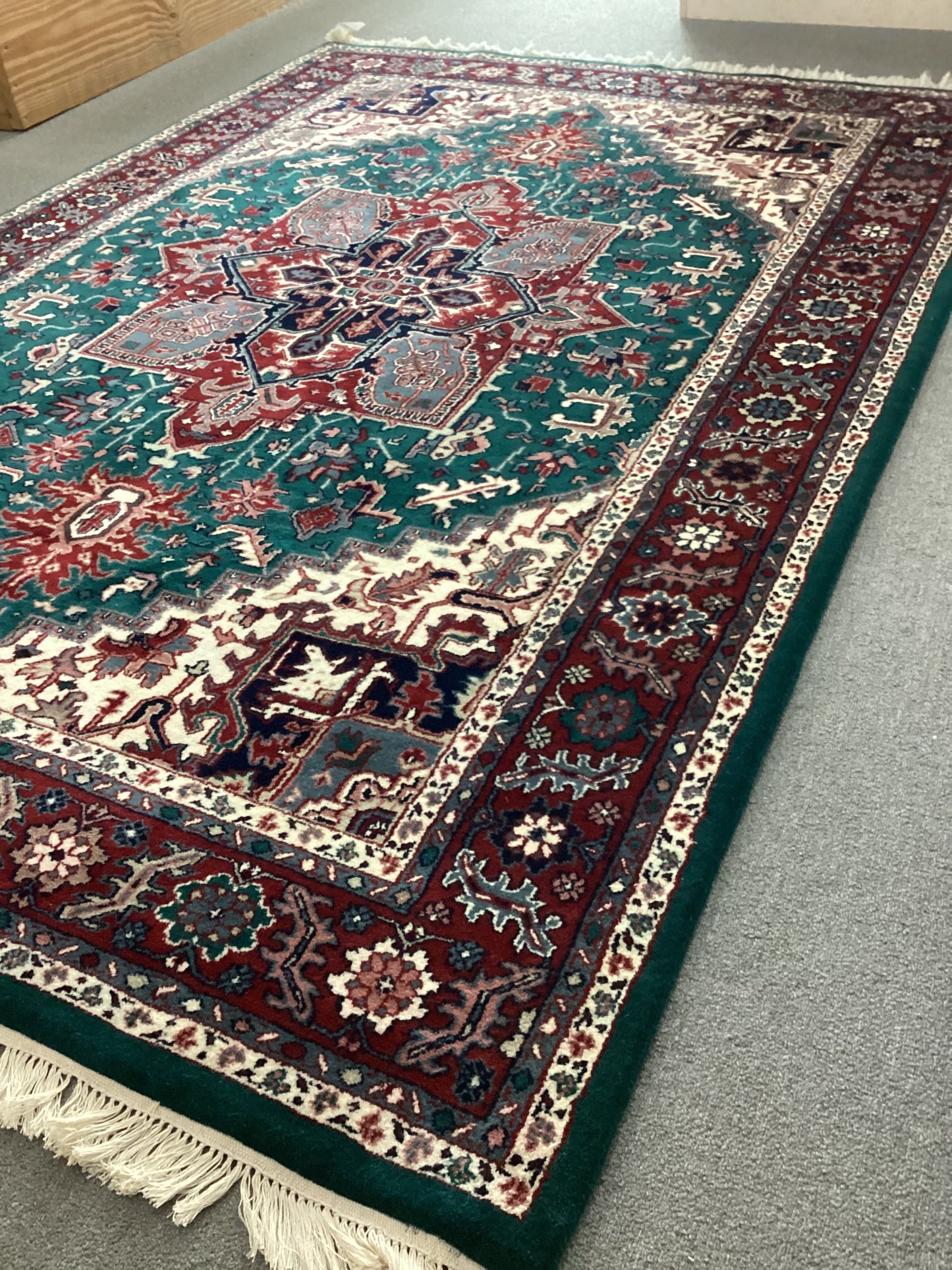 6’1 X 8’10 Green Indo Persian Heriz Rug