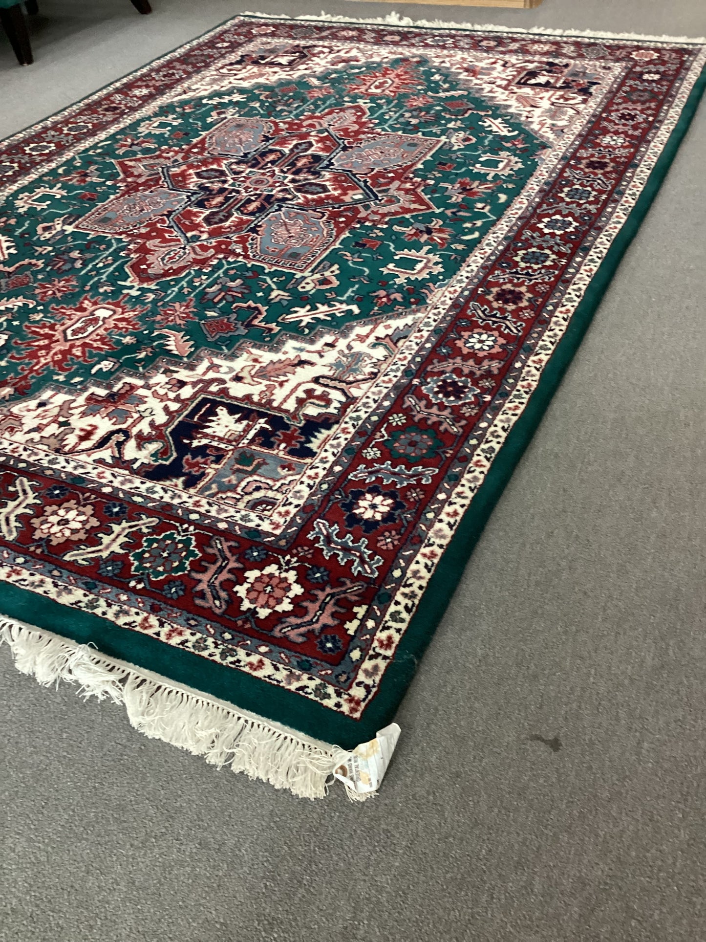 6’1 X 8’10 Green Indo Persian Heriz Rug