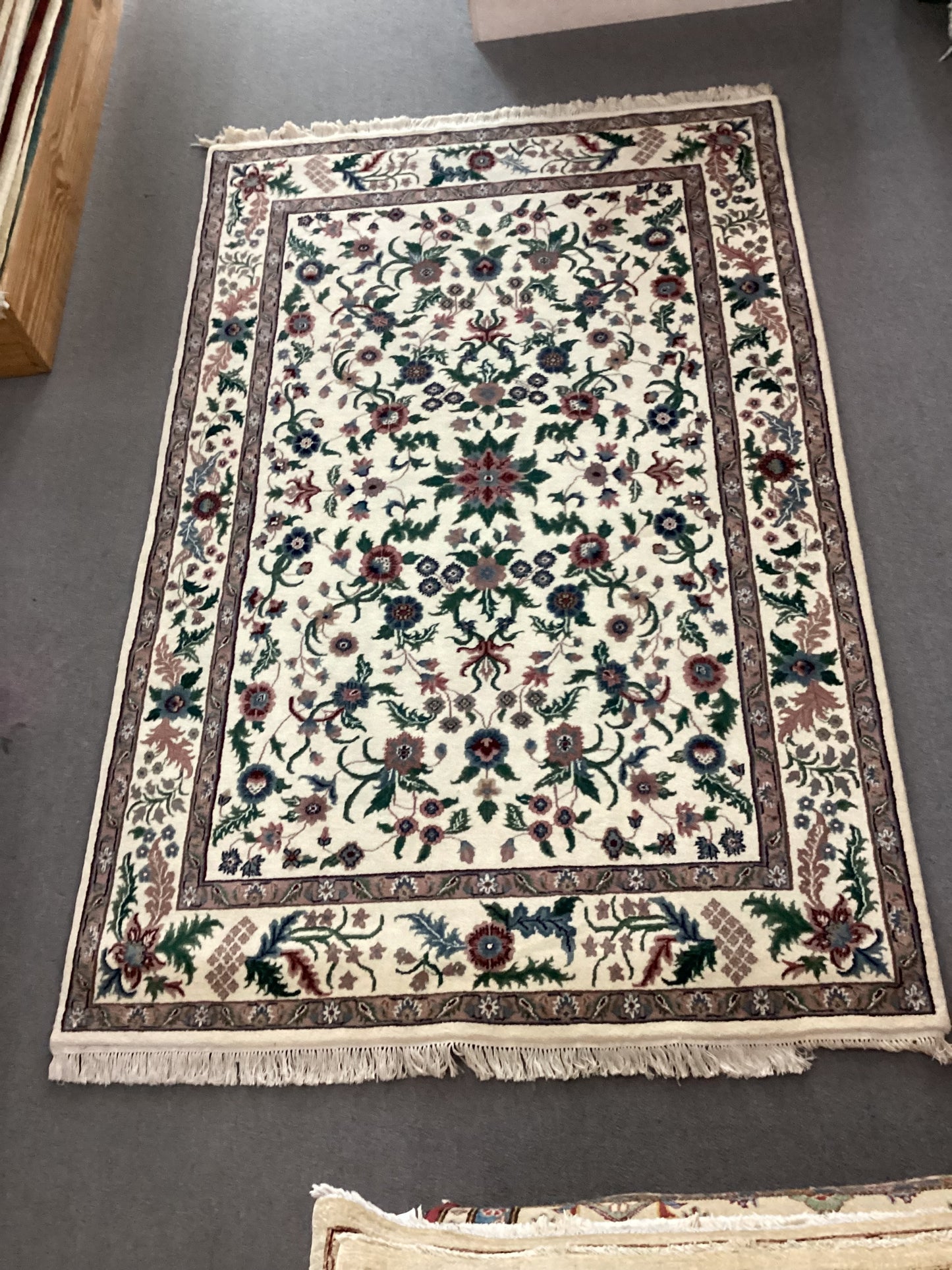 5’10 X 9’1 White Indo Persian Rug