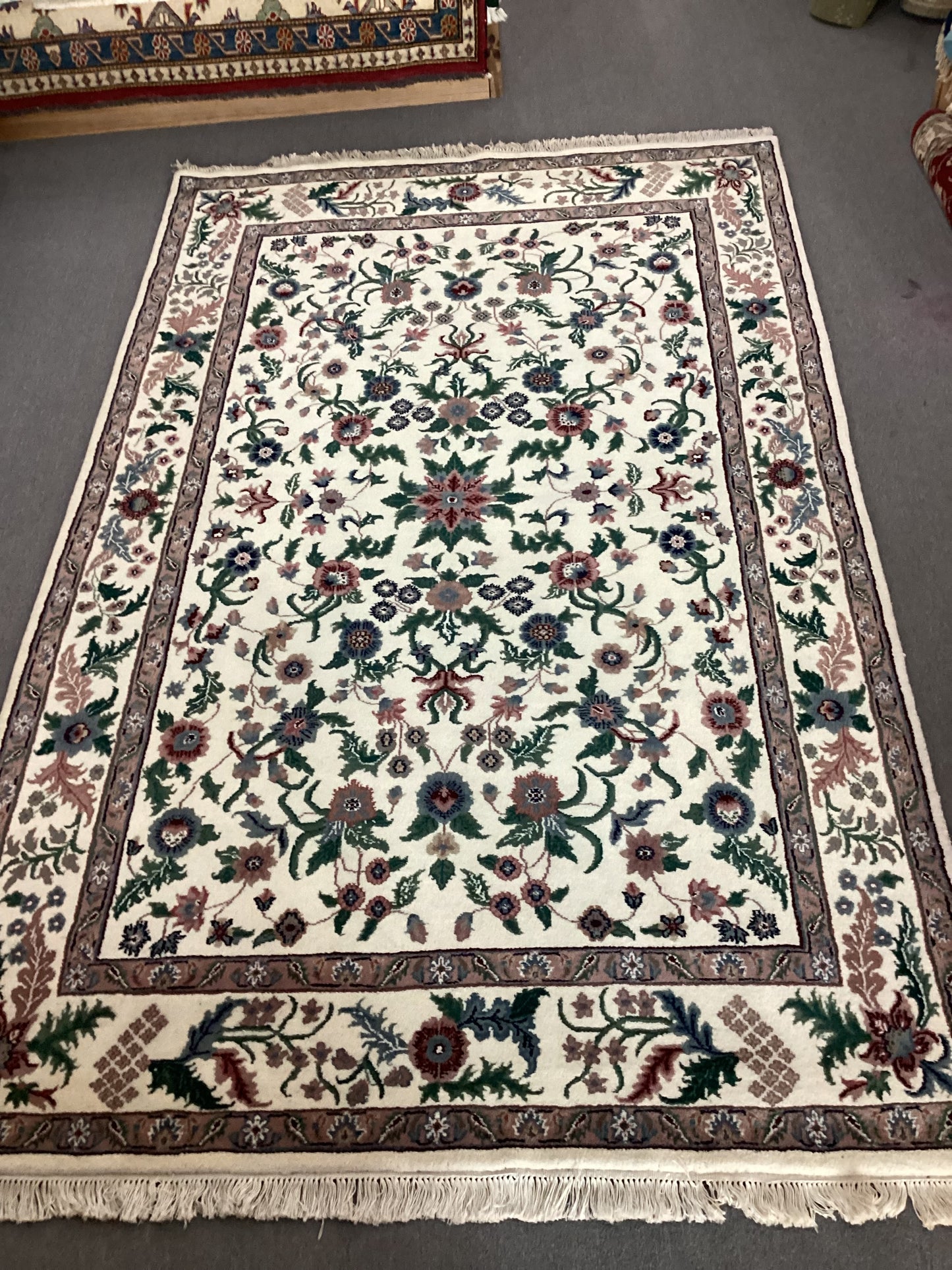5’10 X 9’1 White Indo Persian Rug