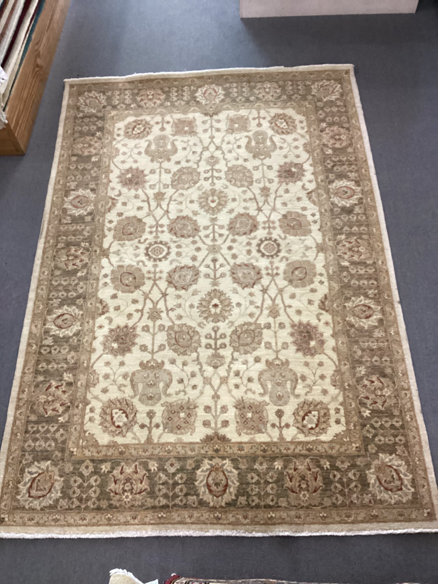 6’1 X 8’11 Beige Turkish Oushack Rug