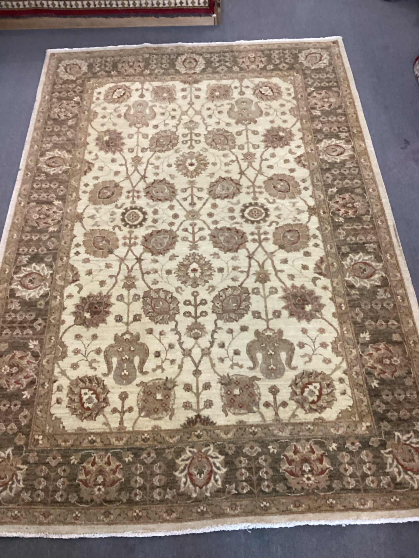 6’1 X 8’11 Beige Turkish Oushack Rug
