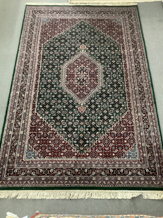 6 X 9 Green Indo Persian Bijar Rug