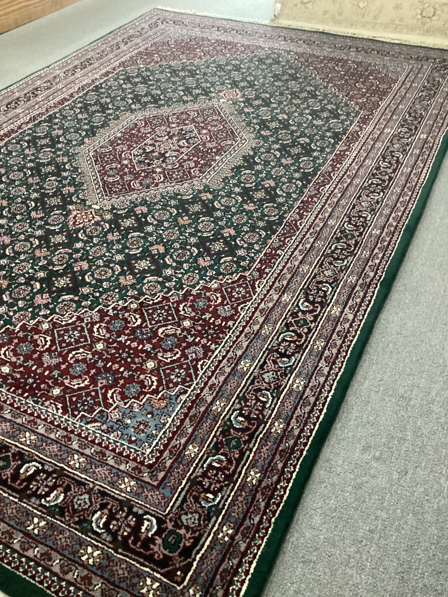 6 X 9 Green Indo Persian Bijar Rug