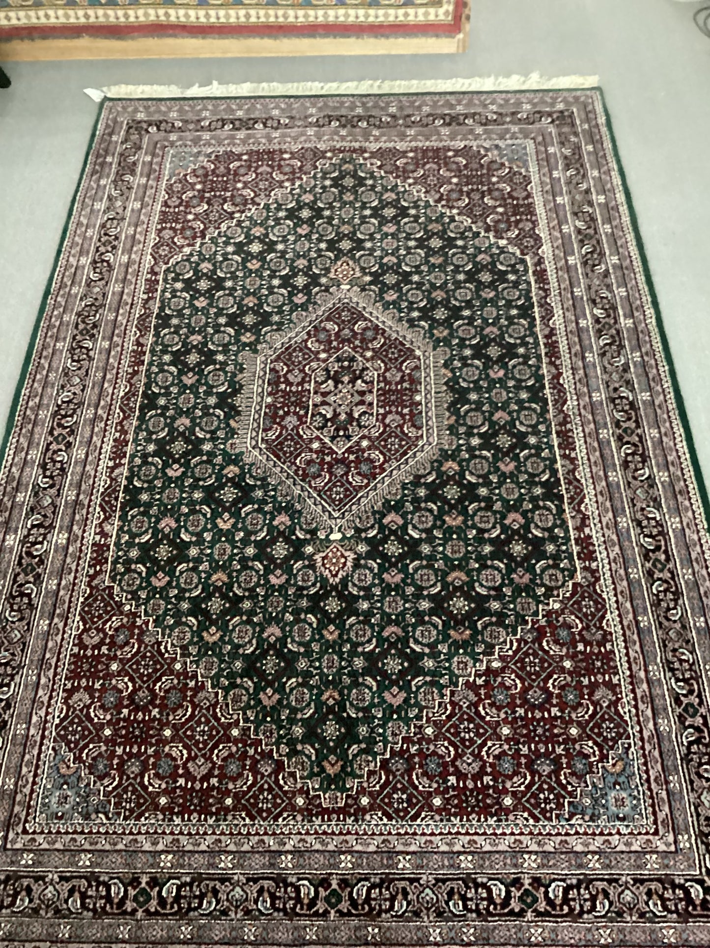 6 X 9 Green Indo Persian Bijar Rug