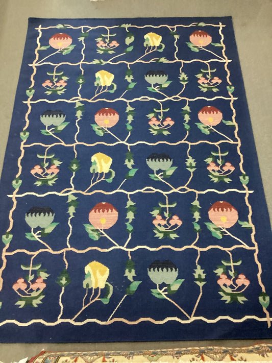 6 X 9 Blue Dhurrie Rug