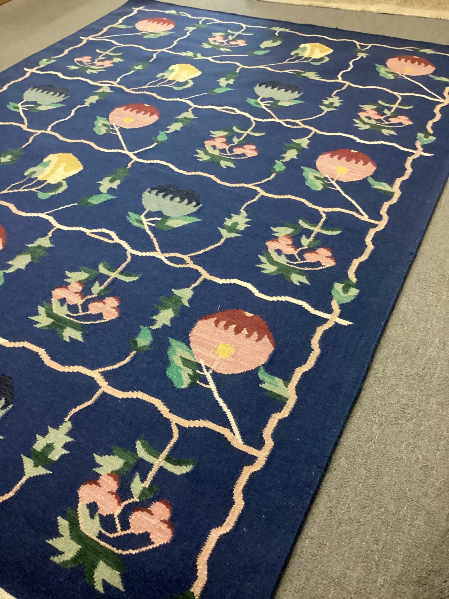 6 X 9 Blue Dhurrie Rug