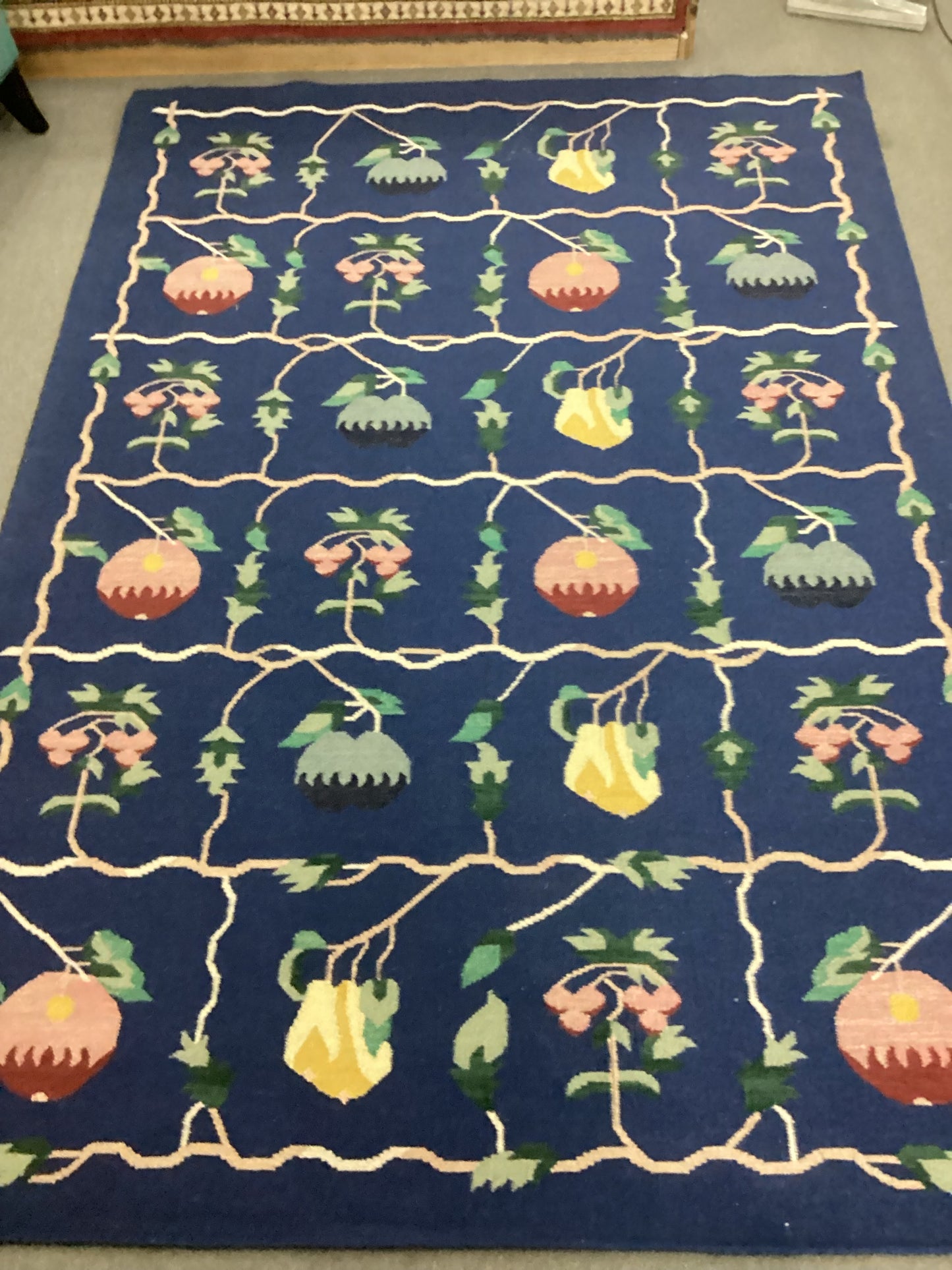 6 X 9 Blue Dhurrie Rug