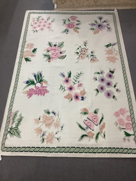 6’1 X 9 White Dhurrie Rug