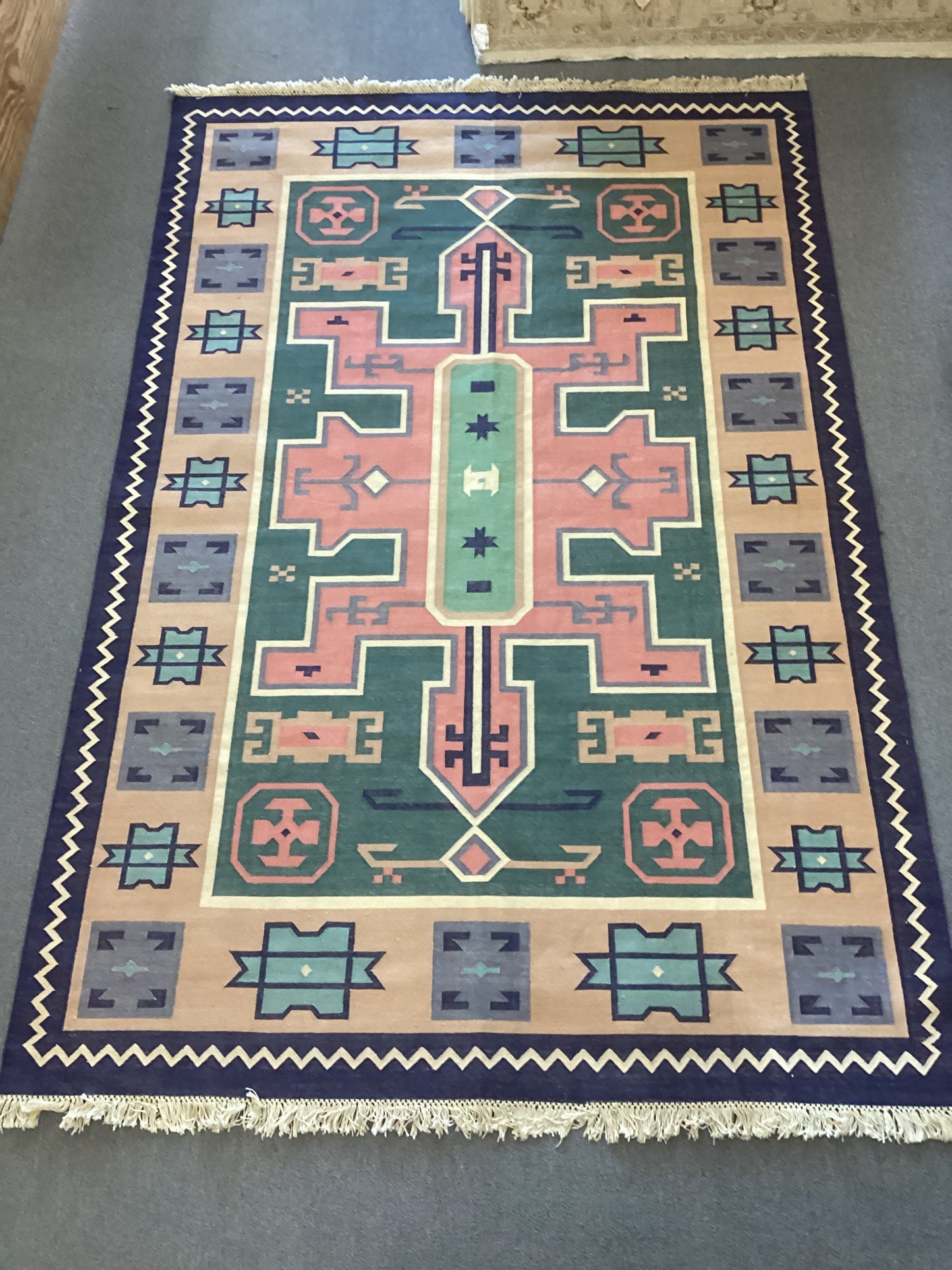 6 X 9 Sandy Cotton Dhurrie Heriz Rug