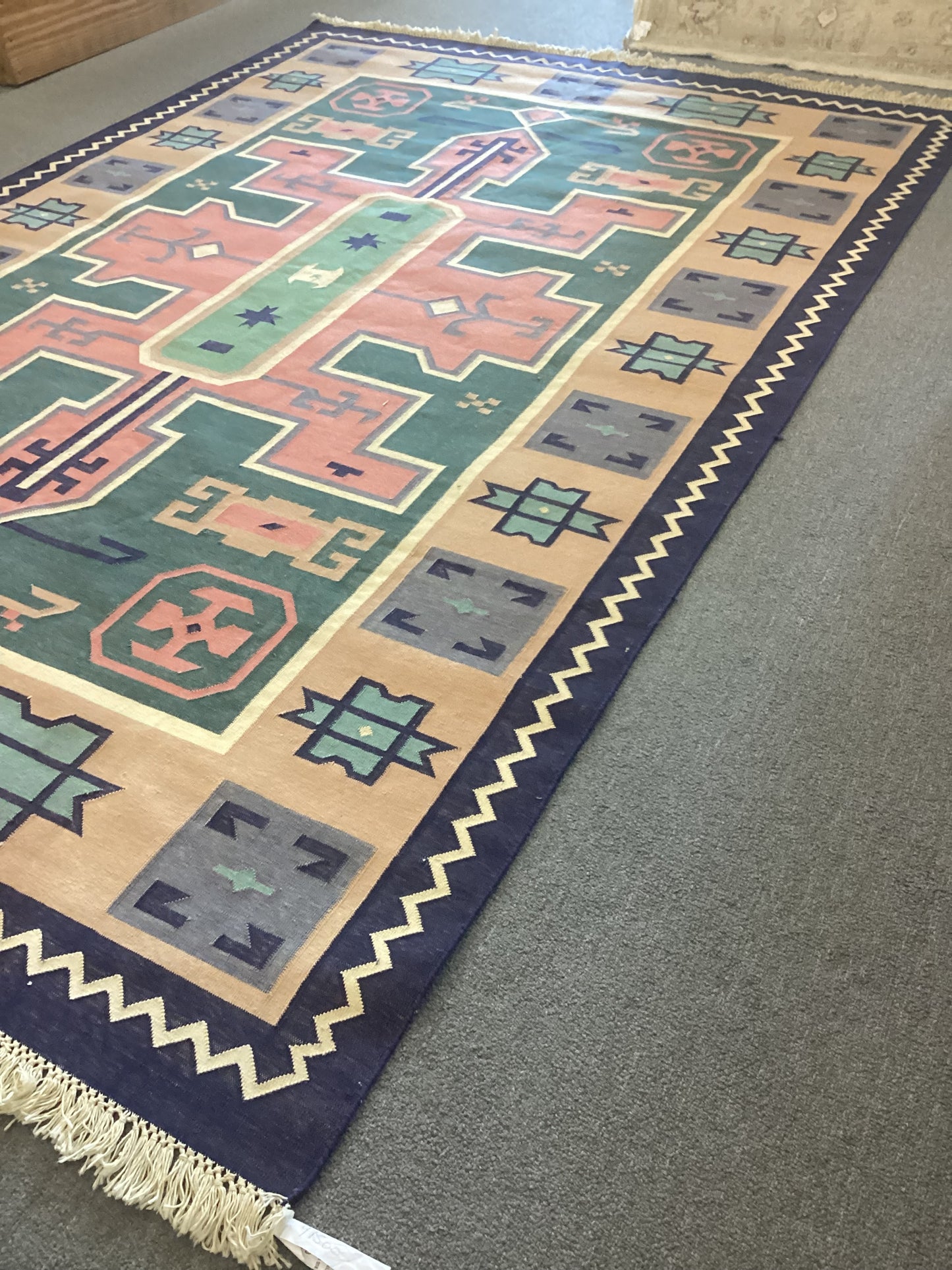 6 X 9 Sandy Cotton Dhurrie Heriz Rug