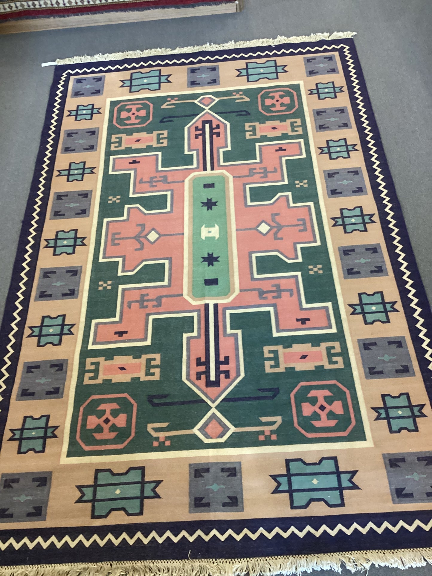 6 X 9 Sandy Cotton Dhurrie Heriz Rug