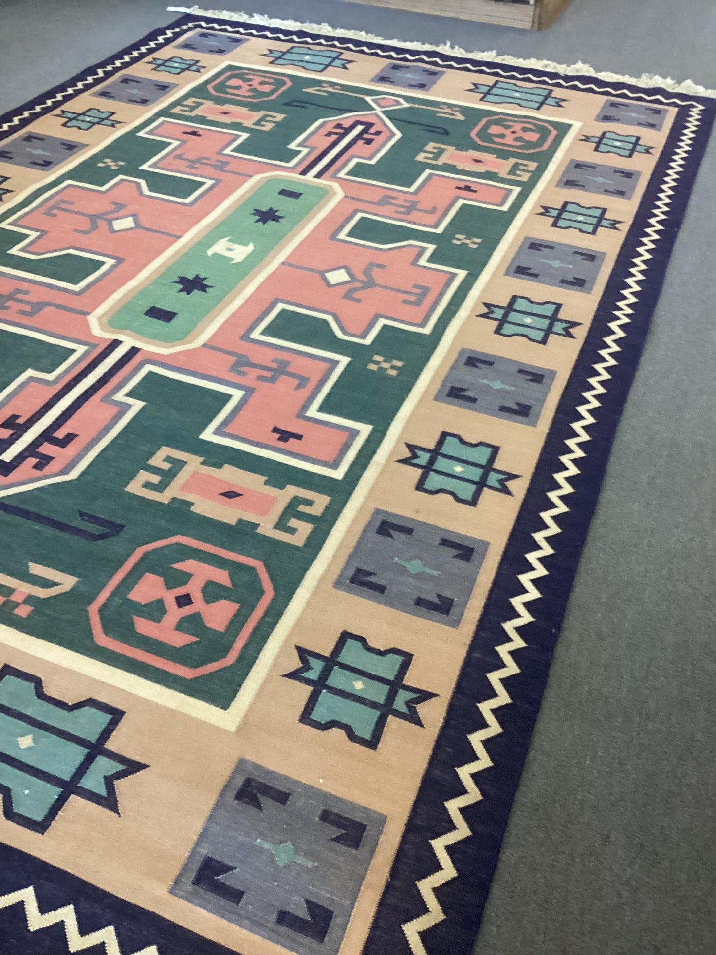 6 X 9 Sandy Cotton Dhurrie Heriz Rug