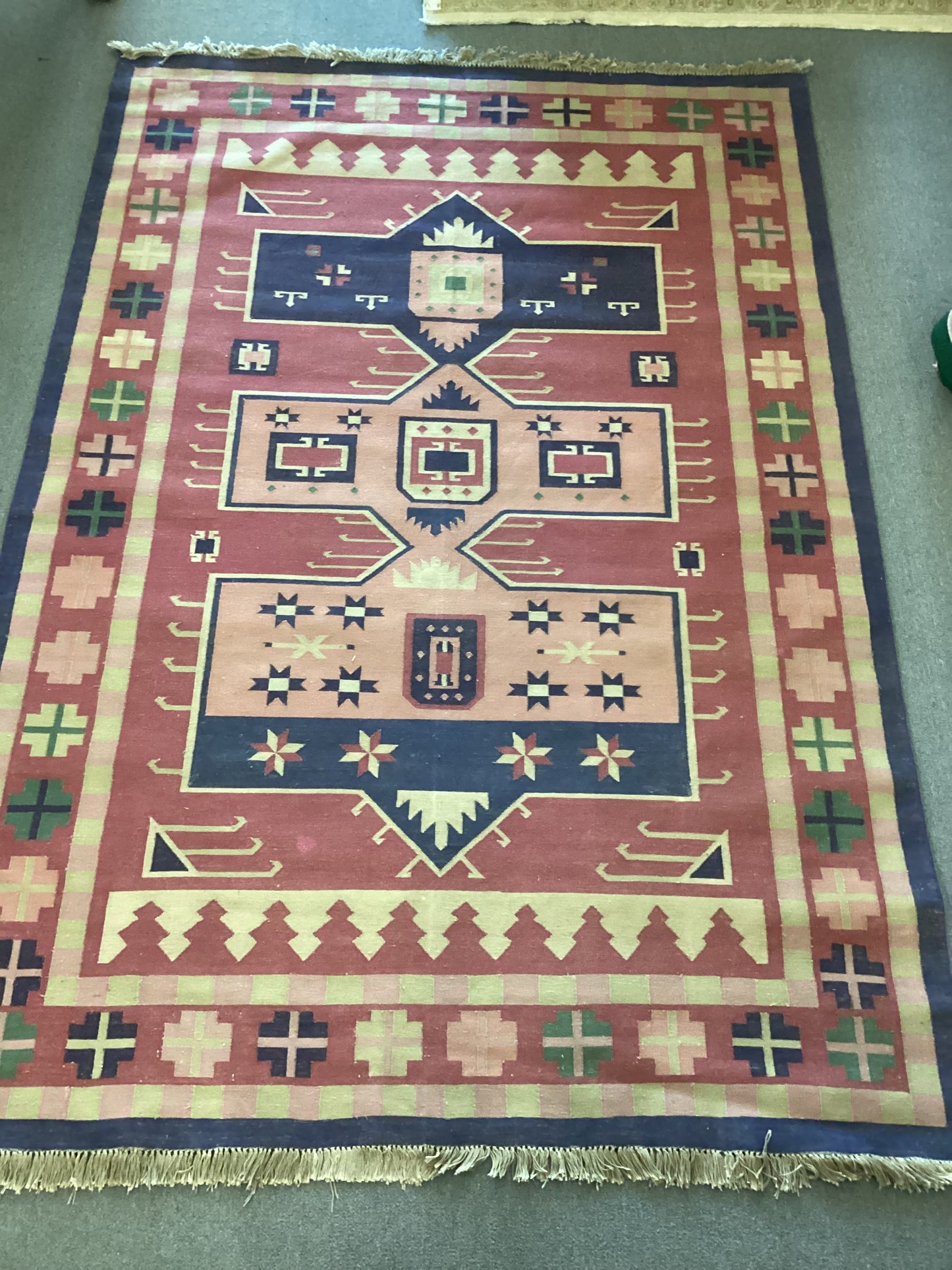 6 X 9 Pink Cotton Dhurrie Rug