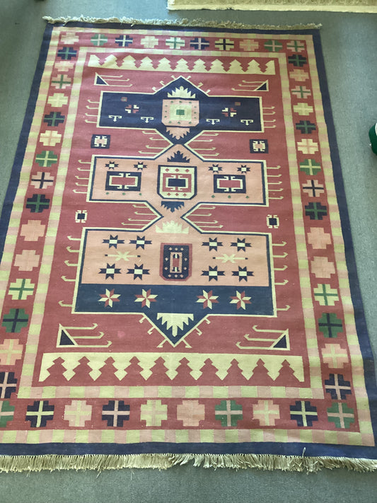 6 X 9 Pink Cotton Dhurrie Rug