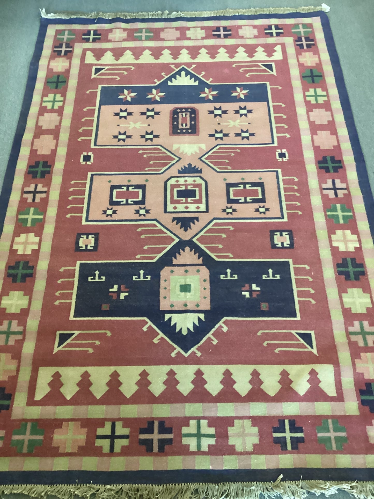 6 X 9 Pink Cotton Dhurrie Rug