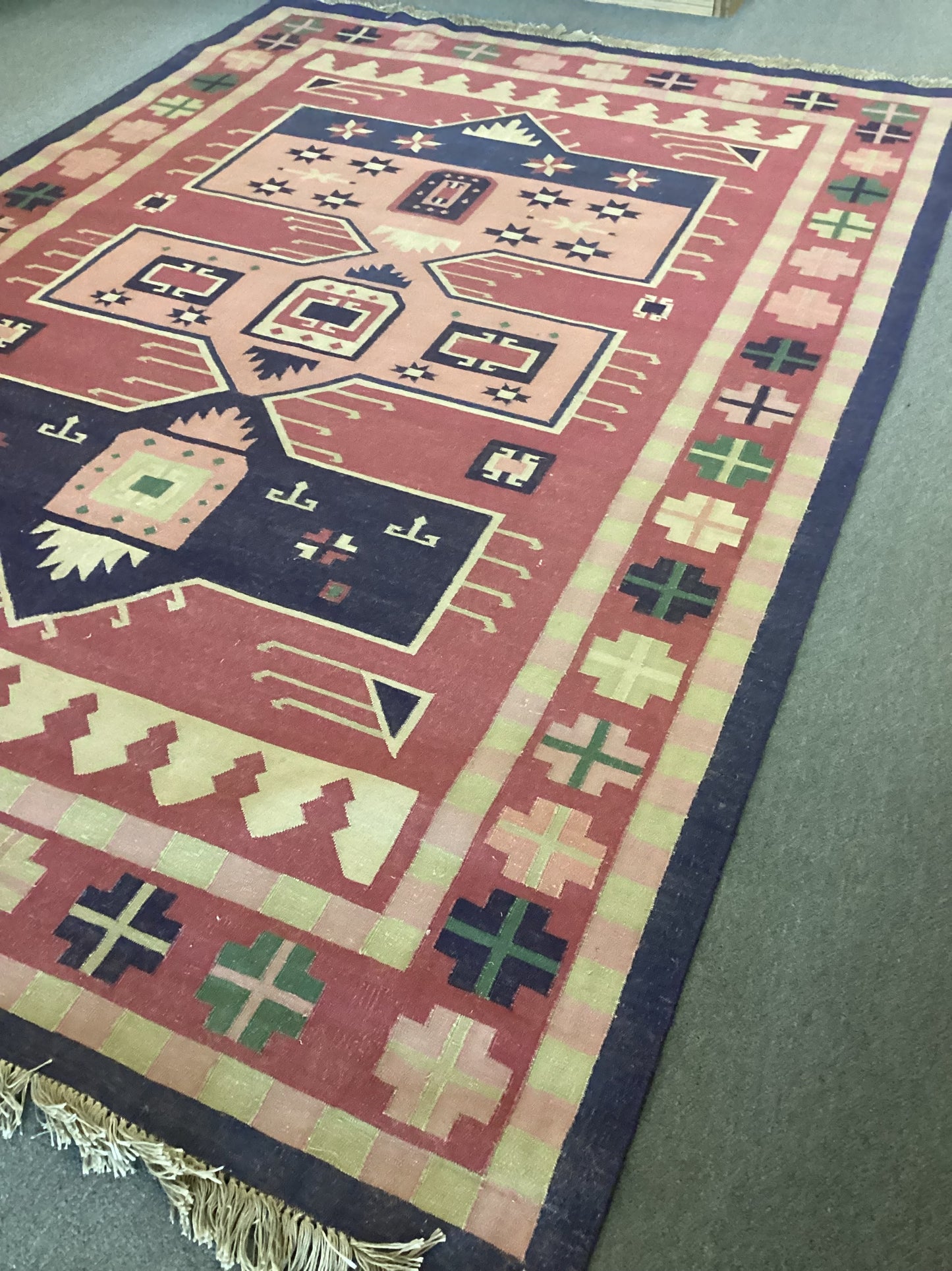 6 X 9 Pink Cotton Dhurrie Rug