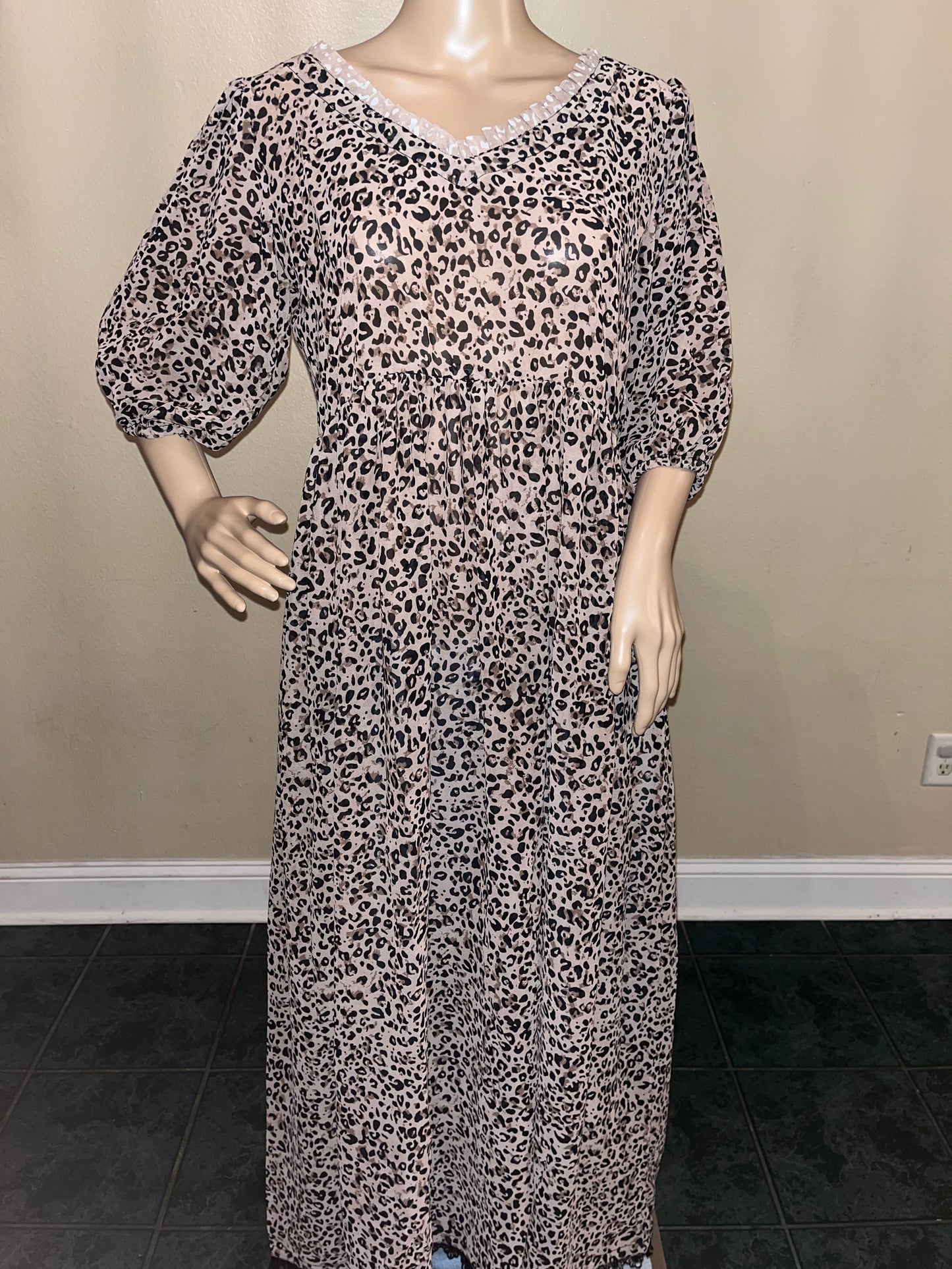 Leopard Print Flowy Maxi Dress