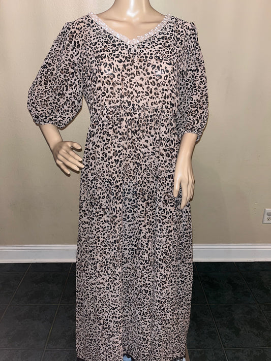 Leopard Print Flowy Maxi Dress