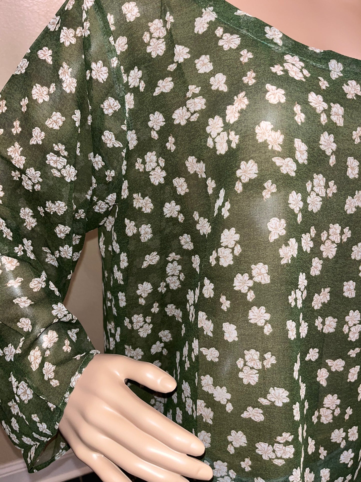 Floral Sheer Ruffle-Hem Top