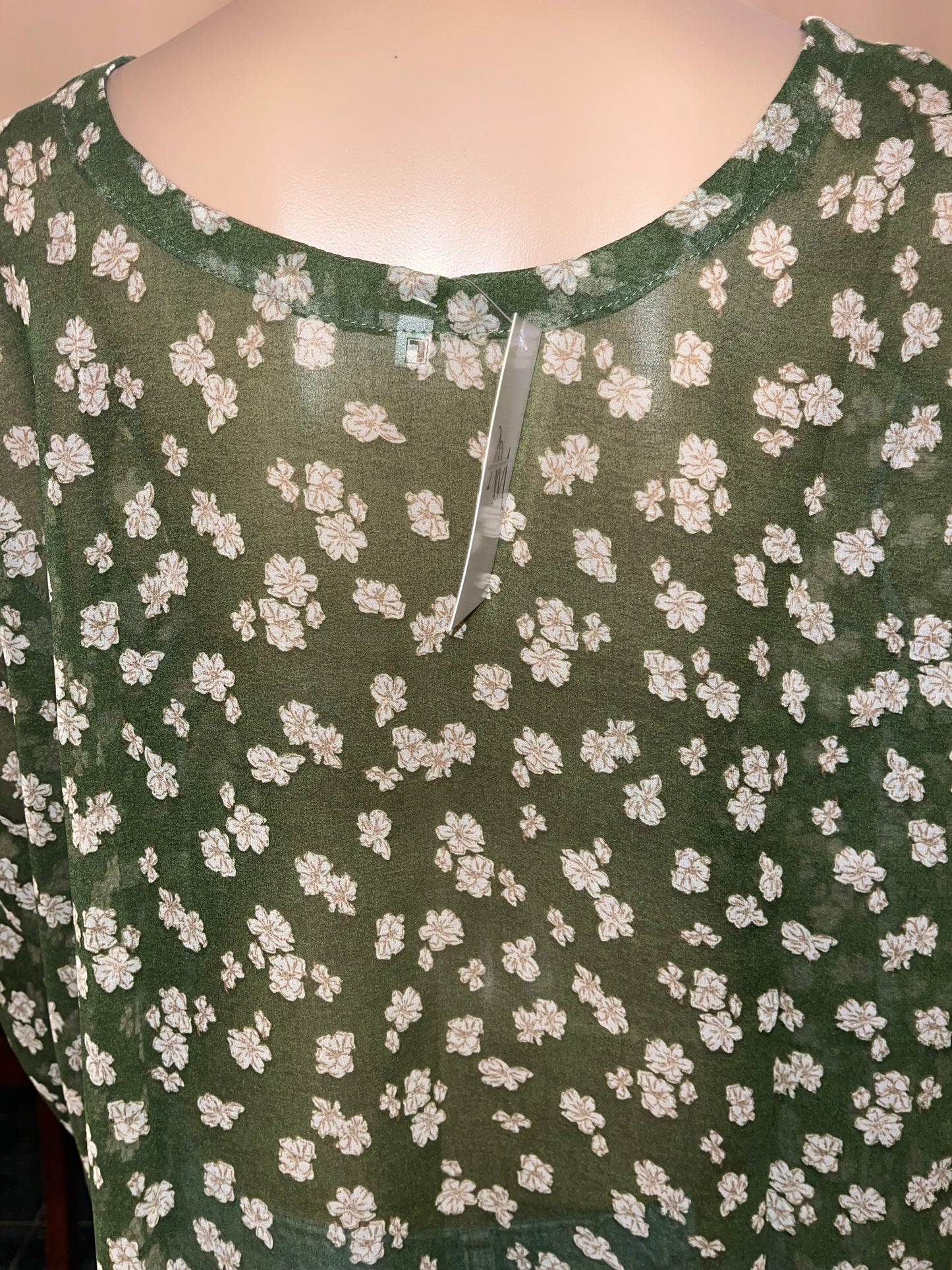 Floral Sheer Ruffle-Hem Top